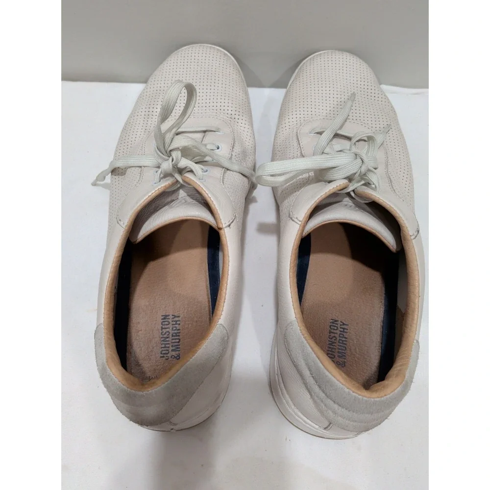 Johnston Murphy Daxton Sneakers Mens 13 White Leather U Throat Shoes Sheepskin